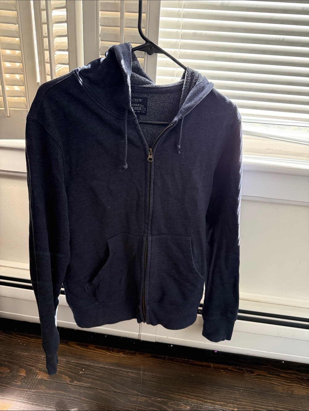 J. Crew Men's Dark Navy Zip-Up Hoodie Sweater